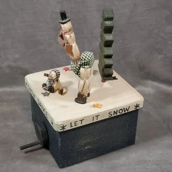 Handcrafted Vintage Toy Wooden Hand Crank Dancing Snowman Family ❄️Snow Dance❄️ - Picture 6 of 7